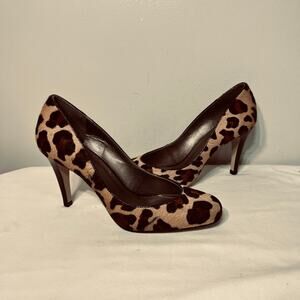 Talbots Pumps Heels Tan Brown Animal Calf Hair Leather Office Dressy Classic 8B